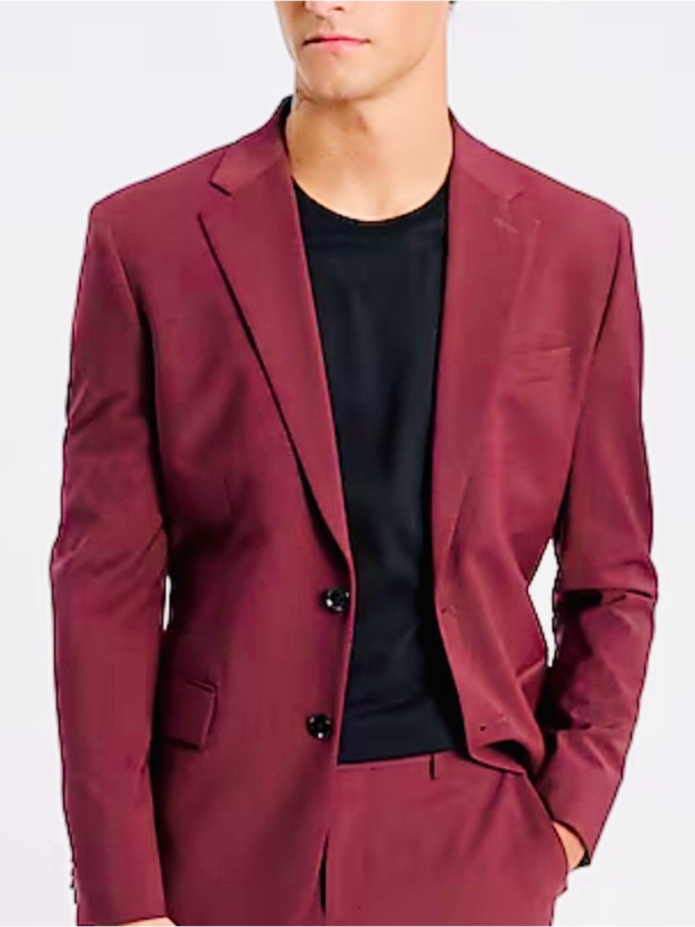 Express Men's Wine Red Slim Blazer